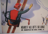 1940's Original Sascha Maurer Vintage Ski Skiing Stowe VT Poster
