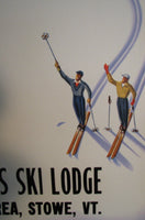 1940's Original Sascha Maurer Vintage Ski Skiing Stowe VT Poster