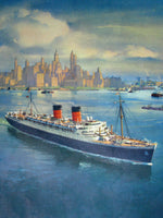 1950's Mauretania Cunard Ocean Liner Vintage Travel Ship Poster