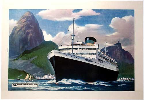 1948 Moore McCormack Ocean Liner to Rio de Janeiro Ship Poster