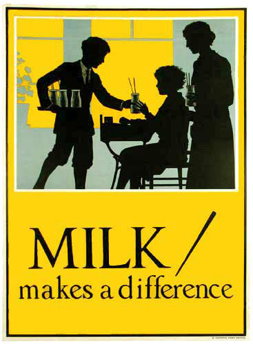 1920's 'Milk Makes a Difference' Vintage Dairy Advertising Poster