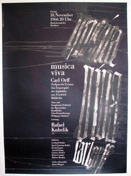 1966 Musica Viva Carl Orff Original Vintage Classical Music Poster