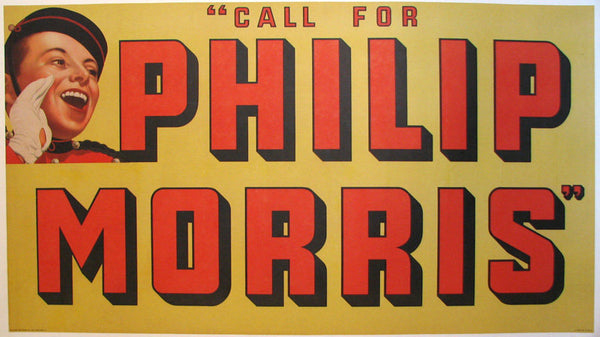 1930's Phillip Morris "Johnny" Vintage Cigarette Poster Sign