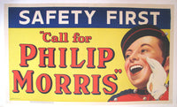 1930's Phillip Morris "Safety First" Vintage Tobacco Poster Sign