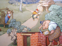 1930's British 3 Little Pigs Fairy Tale Vintage Children's Poster