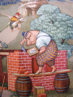 1930's British 3 Little Pigs Fairy Tale Vintage Children's Poster