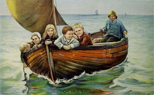 1907 Wooden Boat Children's Vintage Victorian Parlor Poster