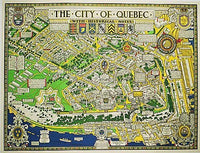 1932 Quebec City Canada Vintage Travel Poster Decorative Antique Map