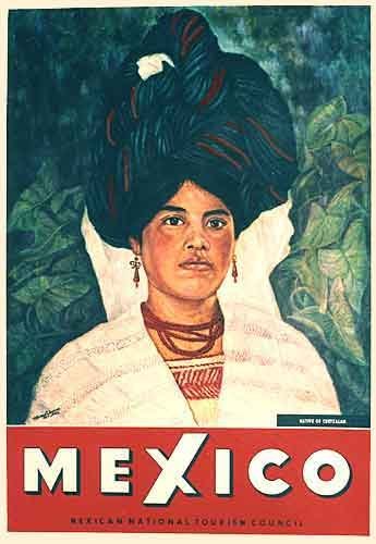 1962 Cuetzalan Mexico Vintage Mexican Woman Travel Poster