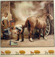 1930's Blacksmith Clydesdale Horse Original Vintage Antique Poster