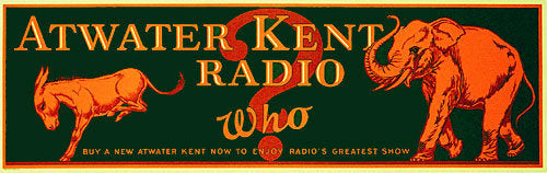 1920's Atwater Kent Radio Advertising Vintage Political Poster Sign