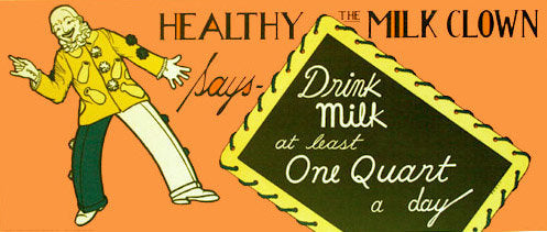 1930's Healthy the Milk Clown Vintage Dairy Poster