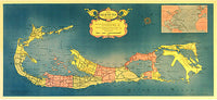 1950's Bermuda Islands Decorative Map Vintage Travel Poster