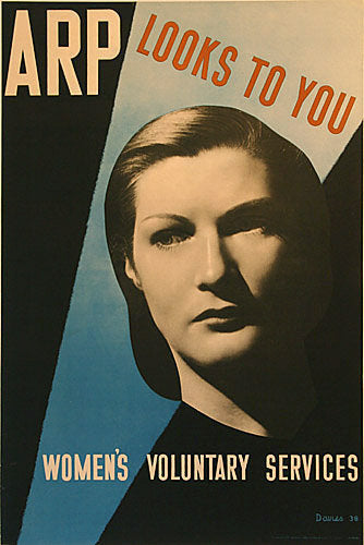 1938 WW2 ARP Looks to You British Vintage Women's Poster