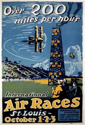 1923 Air Race Original Vintage St. Louis Aviation Biplane Poster