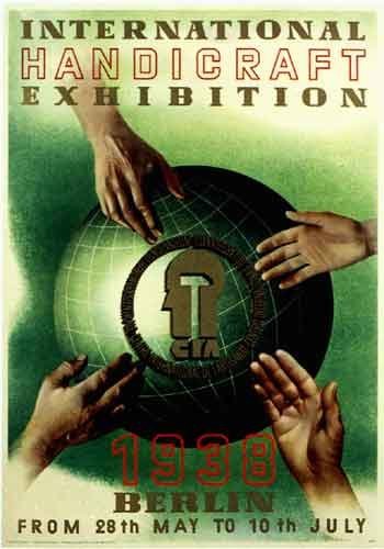 1938 Handicraft Exhibition Deco Berlin Germany Vintage Travel Poster