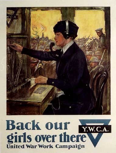 1918 YWCA WW1 Back Our Girls Over There Vintage Poster Underwood