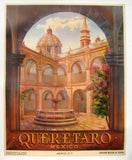 1950's Original Art Deco Queretaro Mexico Travel Poster