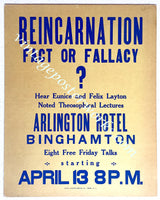1956 Eunice & Felix Layton Reincarnation Talk Binghampton NY Poster