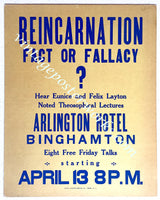 1956 Eunice & Felix Layton Reincarnation Talk Binghampton NY Poster