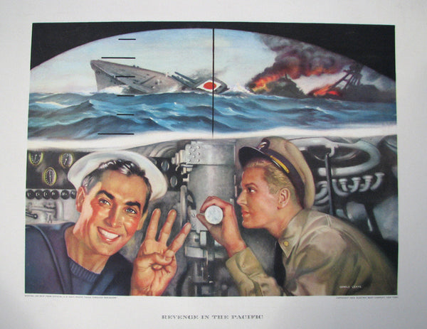 1943 WWII Sinking Japanese Ship Periscope Electric Boat Co. Poster Print