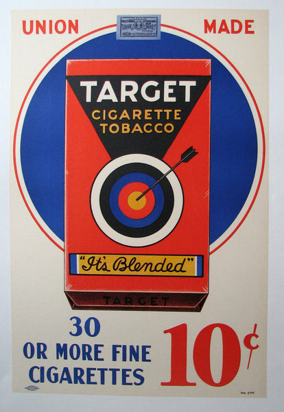1940's Target Cigarette Vintage Tobacco Poster in White