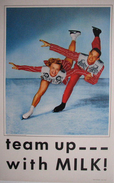 1950's Vintage Shipstads & Johnson Ice Follies Milk Skating Poster